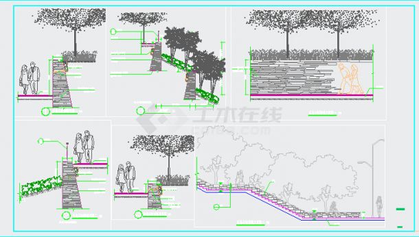 四种挡土墙园林CAD设施设计施工详图-图一