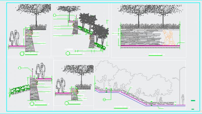 四种挡土墙园林CAD设施设计施工详图_图1