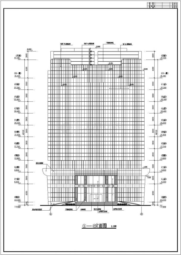 某十一层框架结构办公楼建筑设计图-图一