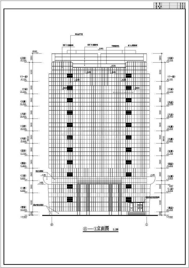 某十一层框架结构办公楼建筑设计图-图二