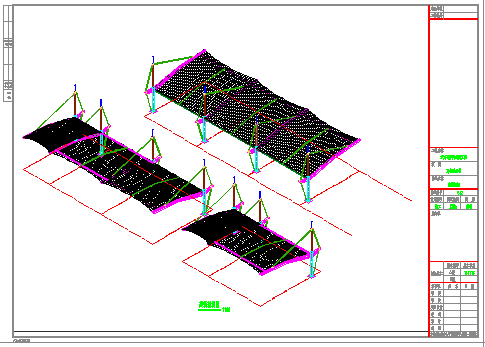 汽车棚膜结构CAD设计示意图_图1