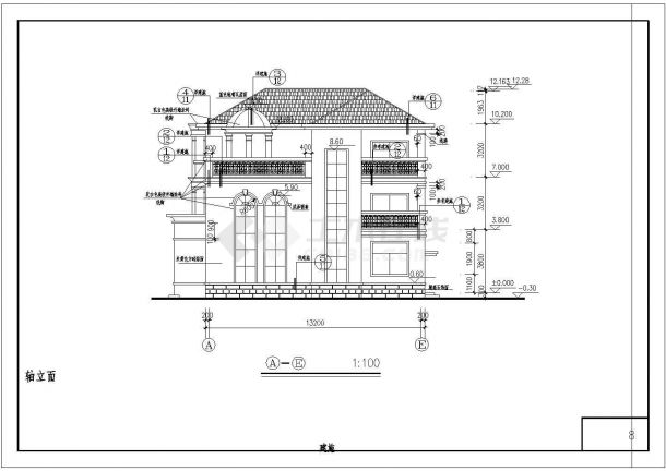 广东省某城市三层别墅CAD设计建筑图-图一
