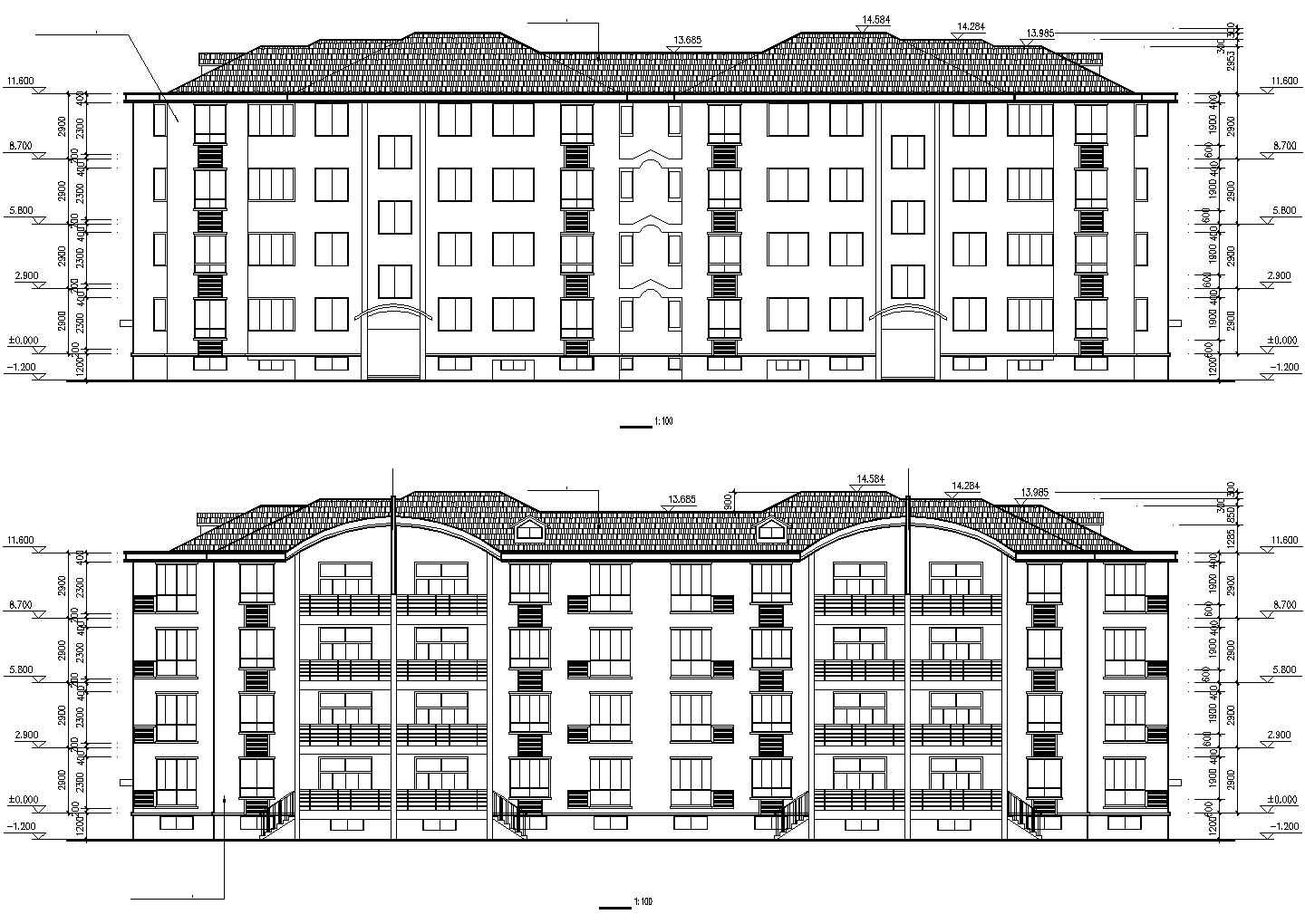 五层中小型公寓楼详细建筑施工设计图