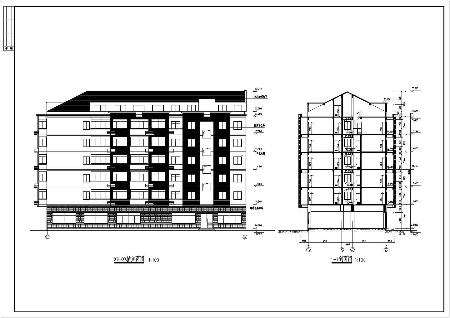 民用五层实用型多层公寓楼建筑施工图纸