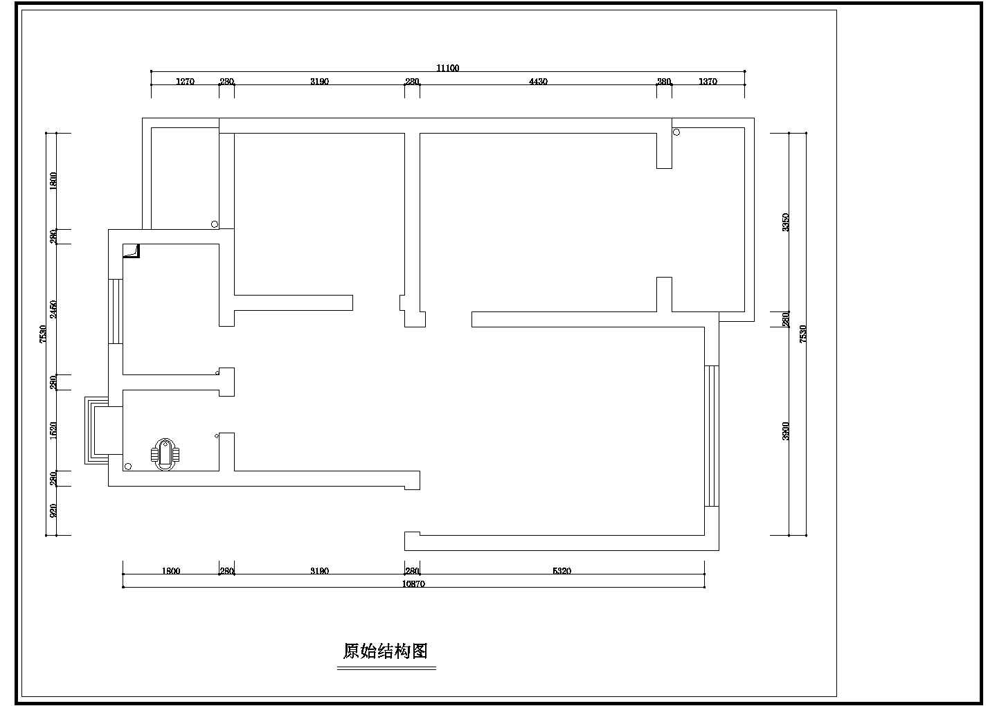 小区经典两居室室内装修cad方案施工图