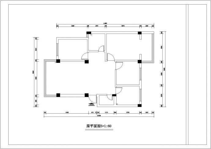 某家居室内装修cad平面设计施工图纸_图1