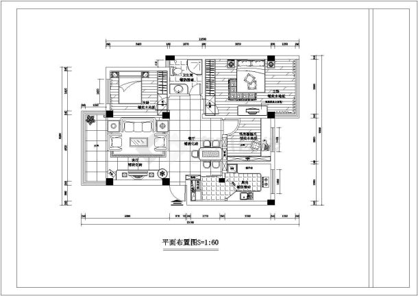 某家居室内装修cad平面设计施工图纸-图二