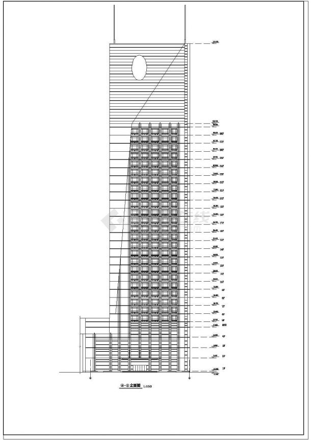 青海省某城市商务中心主楼CAD平面图-图二