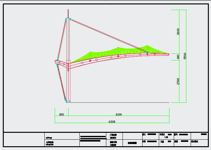 张拉膜结构车棚施工图CAD