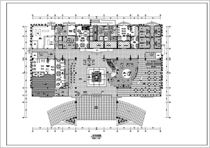 四星酒店一层大厅cad装修平面布置图_图1