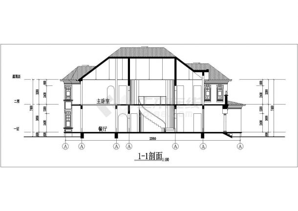 江苏某豪华精装多层别墅施工建筑图纸-图一