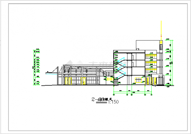 某城市三层汽车站建筑CAD设计施工图纸-图二