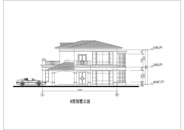 现代风格经典两层别墅建筑设计方案施工图-图二