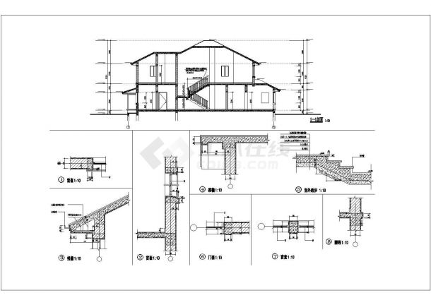 现代风格独立双层别墅建筑设计方案施工图纸-图二