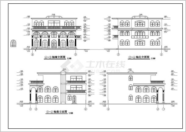 现代风格独立三层别墅建筑设计方案施工图纸-图一