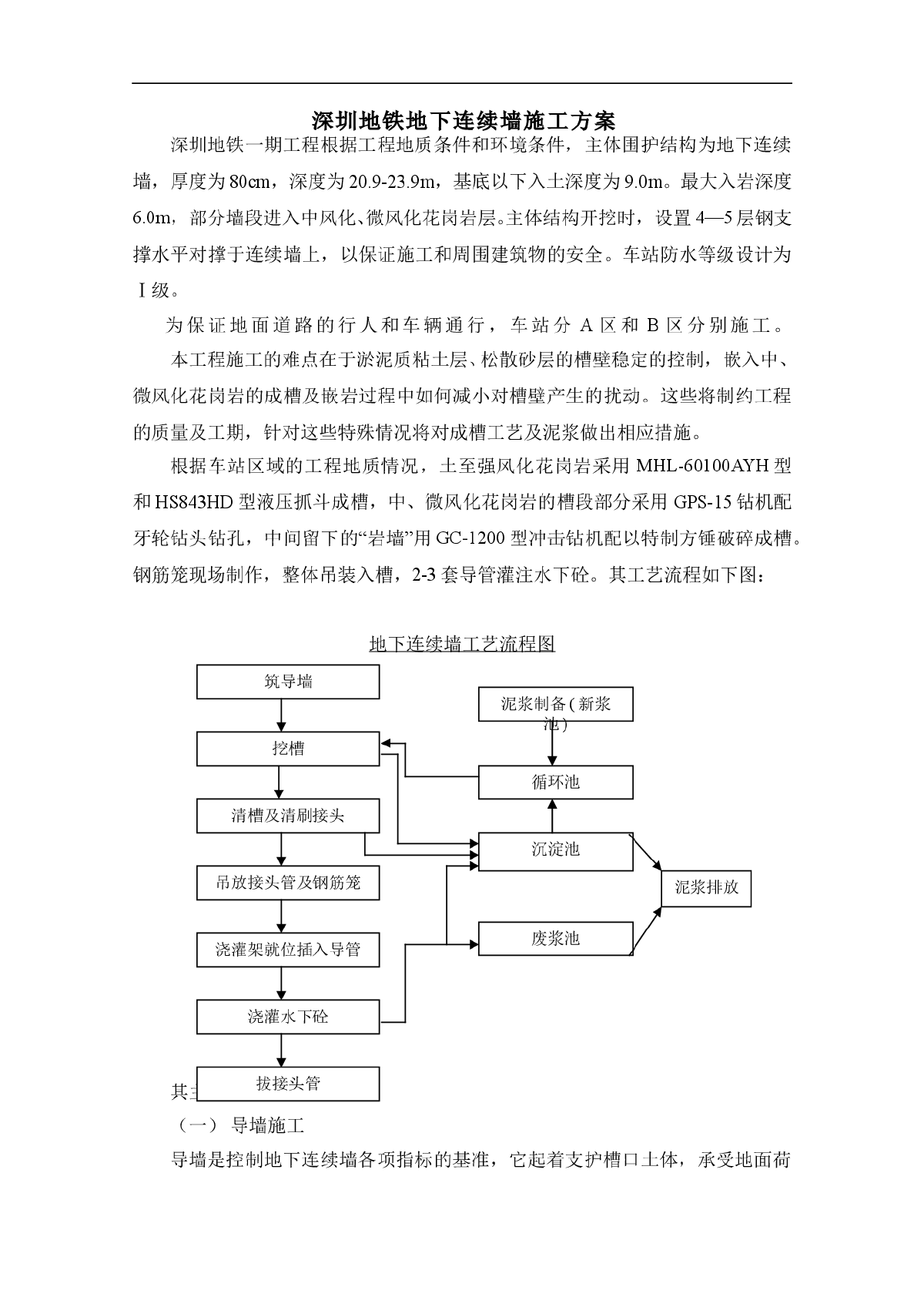 深圳地铁地下连续墙施工组织设计方案-图一