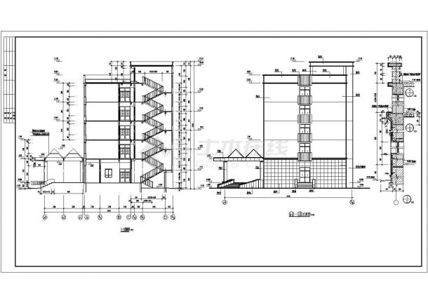 综合楼三层建筑办公楼施工详细建筑设计图-图二