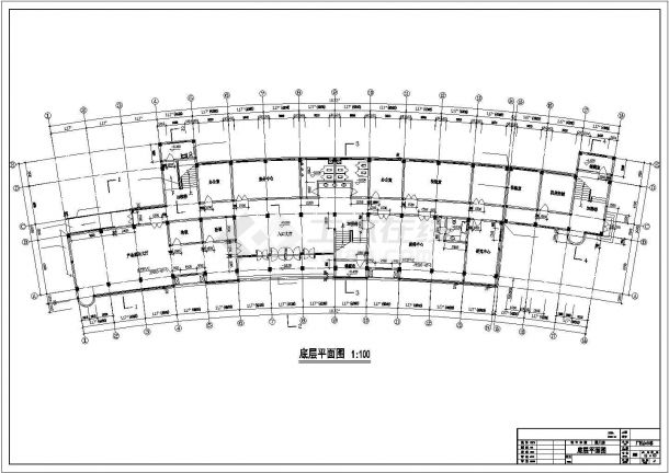 某地大型公司弧形办公楼建筑设计图（含设计说明）-图二
