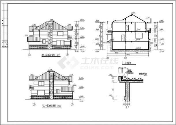 广西壮族自治区某城市二层别墅建筑设计图纸-图二