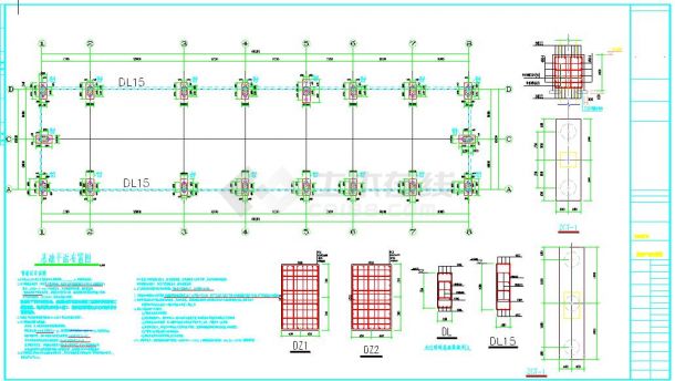 某低15米柱间距结构设计CAD平面布置参考图-图一