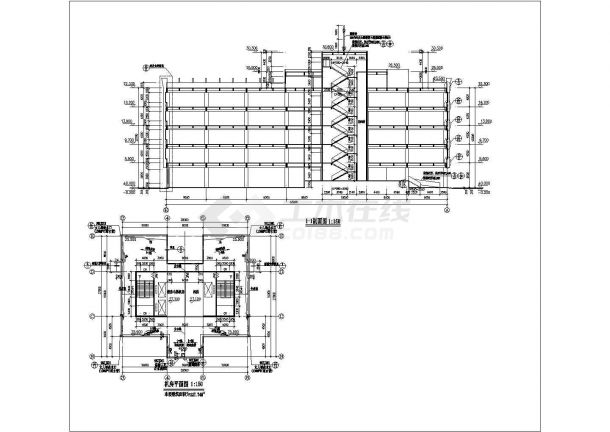五层现代工业大厦楼建筑施工设计图纸-图一