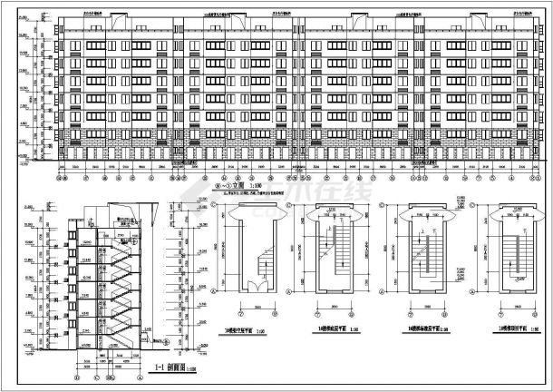 六层平屋顶单元式住宅楼建筑施工设计图-图二