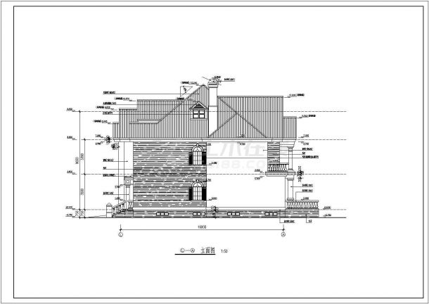 欧式风格经典豪华坡屋顶建筑设计图纸-图二