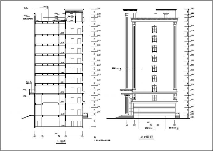 地下一层欧式风格框架剪力墙结构详细建筑设计图_图1