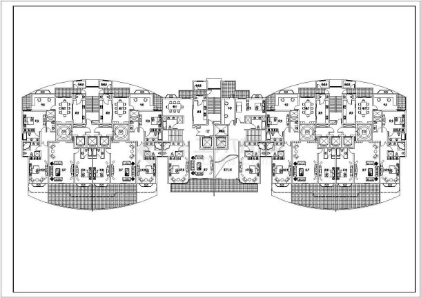 某小区经典标准层建筑户型设计图纸-图二