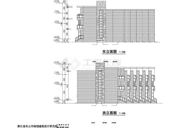 某砖混结构联体别墅建筑CAD设计施工图-图二