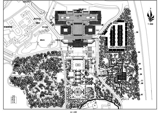 名寺园林规划总平面设计cad图，含设计说明-图一