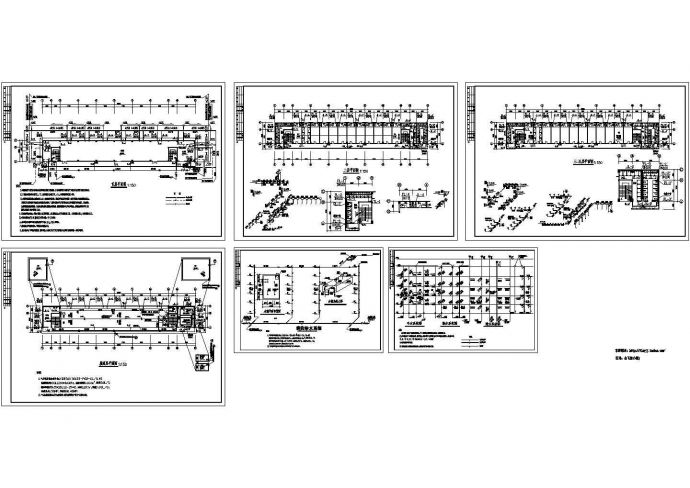 5层学生宿舍楼排水系统建施cad图，共六张_图1