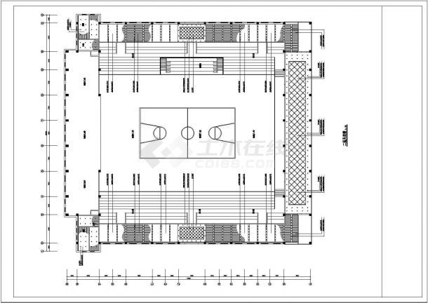 某篮球场体育馆室内装修cad平面施工图-图二