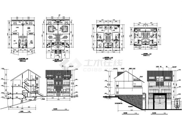 三层带地下室欧美豪华风格别墅建筑设计CAD图纸共5张-图一