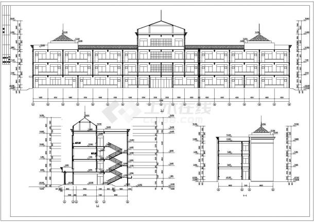 某地三层小学教学楼综合楼建筑设计规划图-图一