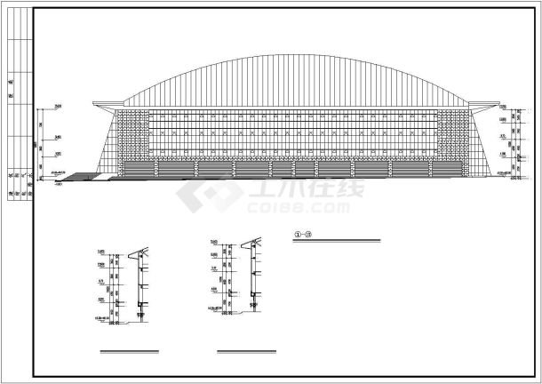 陕西省某城市体育馆平立面建筑施工图-图二