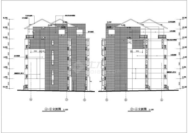 安徽省某城市坡顶多层住宅CAD施工图-图一