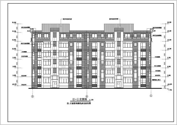 安徽省某城市坡顶多层住宅CAD施工图-图二
