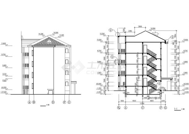 某地花园式多层办公楼建筑设计图（标注详细）-图二
