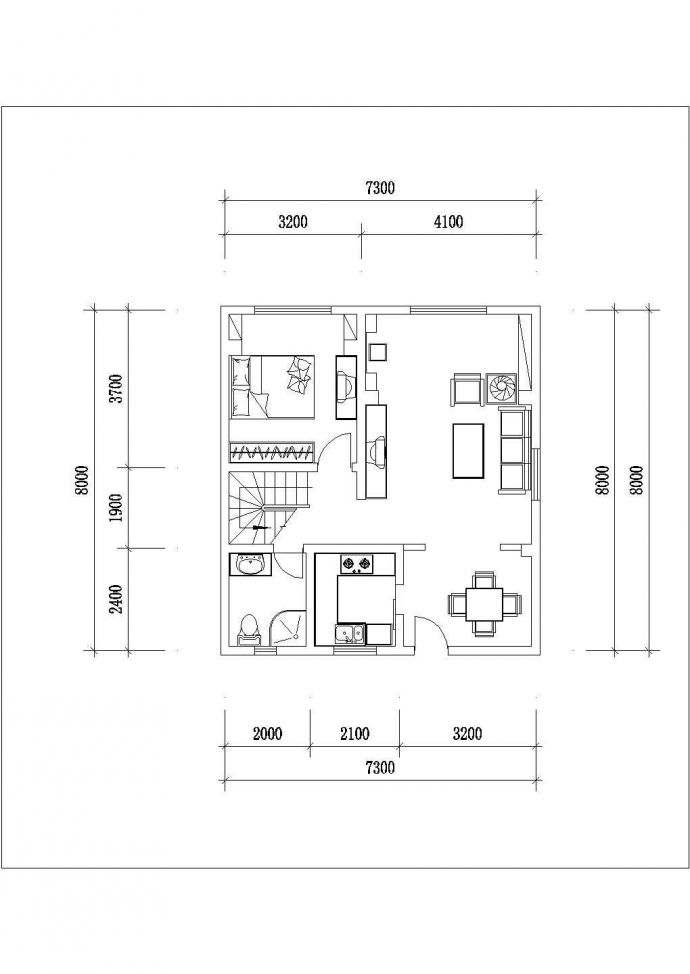 一套小户型室内装饰cad施工方案图纸_图1