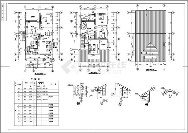 某两层别墅建筑设计施工CAD图纸-图二