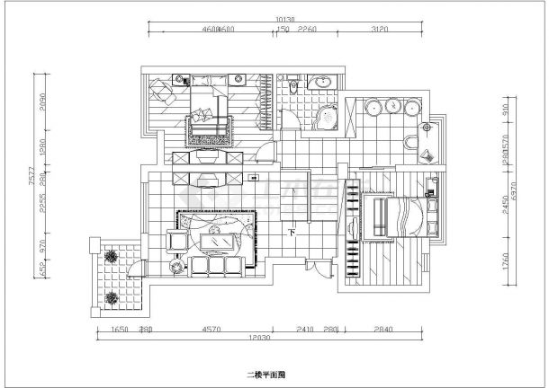 家庭室内装修设计cad平面布置施工图-图一