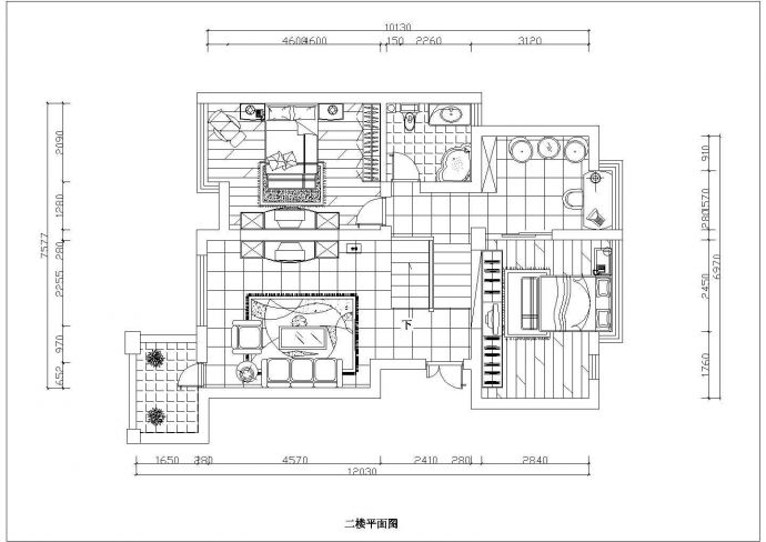 家庭室内装修设计cad平面布置施工图_图1