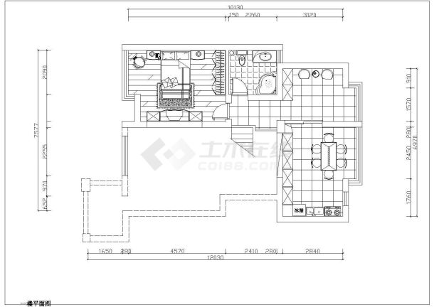 家庭室内装修设计cad平面布置施工图-图二
