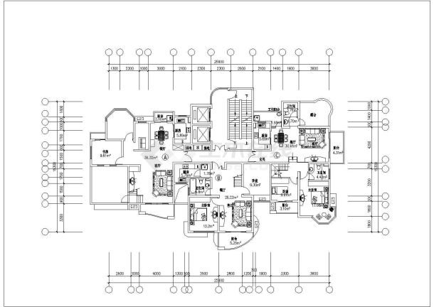 某联排高端欧式风格小高层平面建筑图-图二