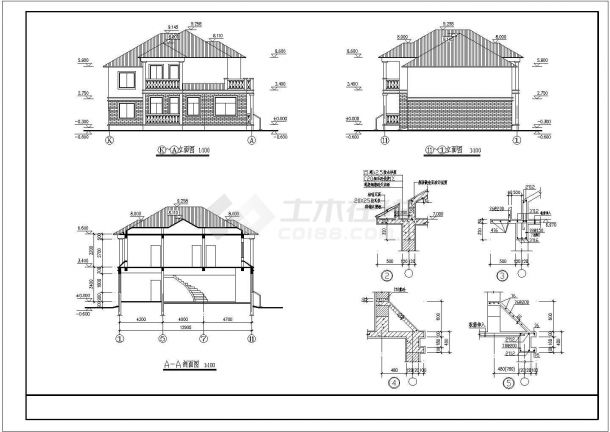 某地两层别墅建筑设计施工图（共4张）-图二