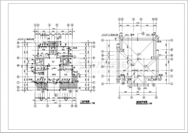 某地两层别墅建筑CAD设计施工图-图二