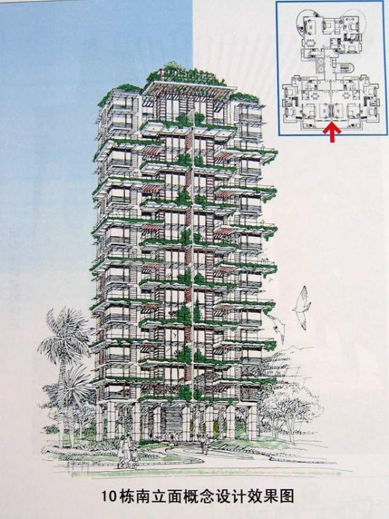 某地简单的住宅小区建筑图（含效果图）-图二