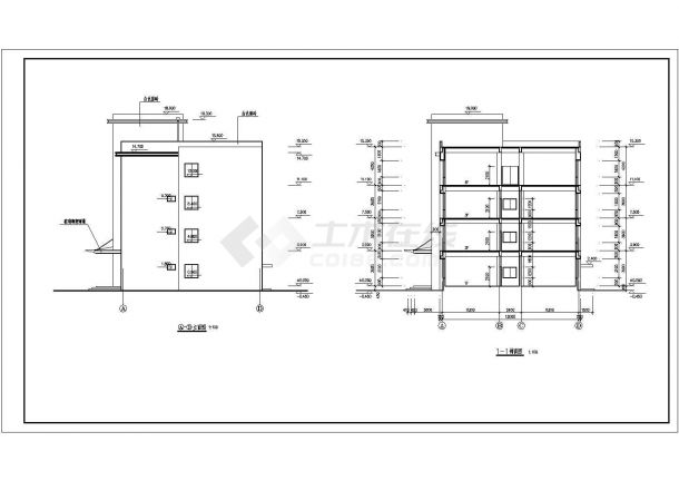 四层大气框架结构工厂建筑施工设计图-图一