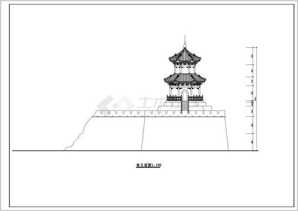 某古代建筑城楼详细设计CAD图纸-图一